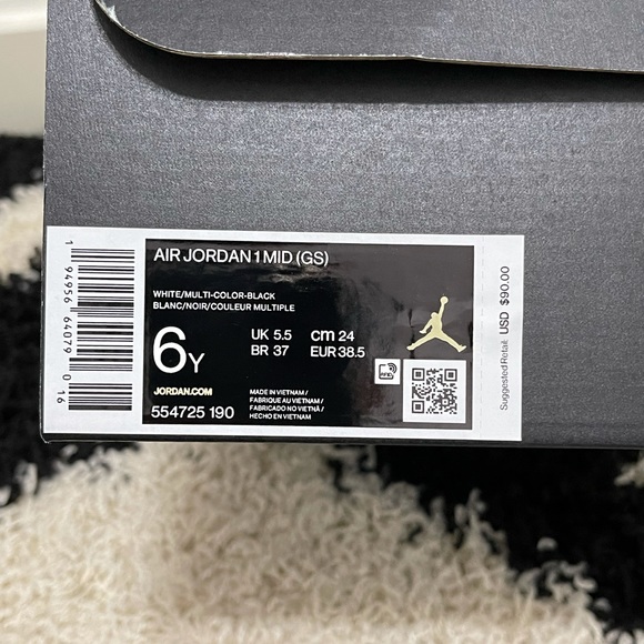 NWT Air Jordan 1 Mid GS In White/multi-color-black - Picture 4 of 11